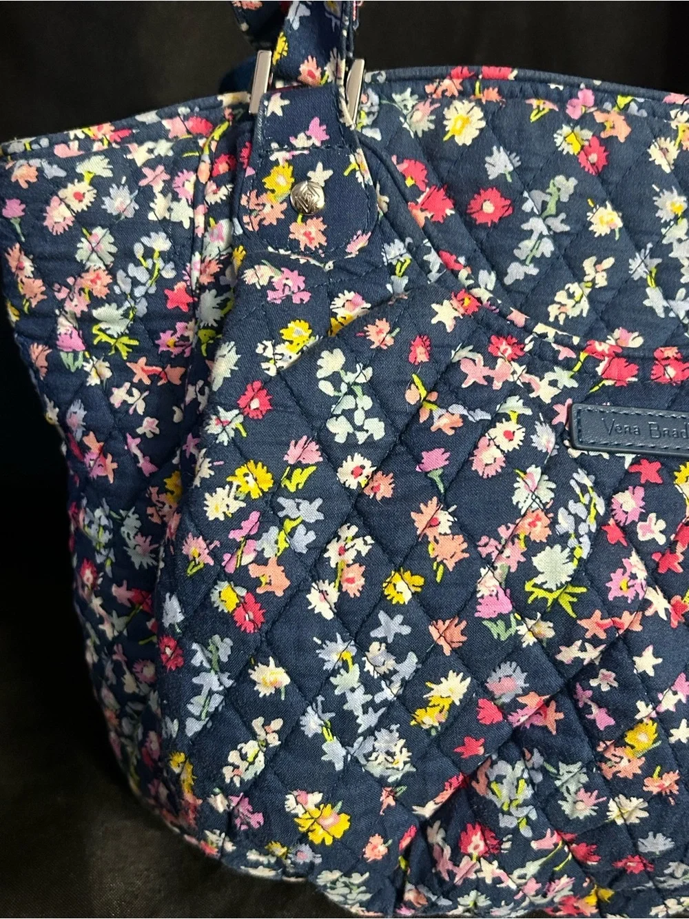 Vera Bradley Floral Quilted Navy Tote Bag Women's Shoulder Bag